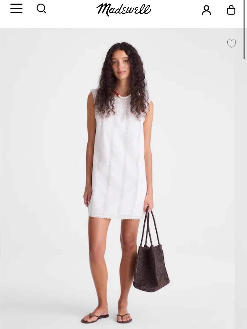 Madewell Embroidered Lace-Insert Mini Dress - White